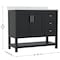 Flash Furniture Vega 42 Inch Vanity w/Sink, Storage Cabinet w/Soft Close Doors, Open Shelf and 3 Drawers, Black FS-VEGA42-BK-GG - alternate 8